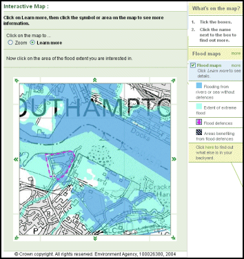 EA Flood Map screen shot, accessed August 2006